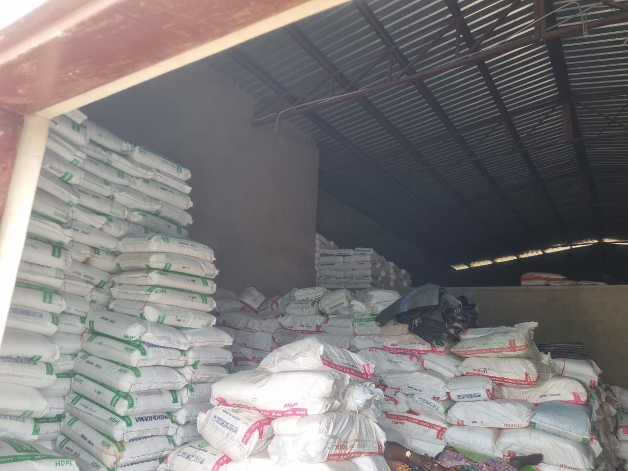 Stacked HDPE bags from multiple mills